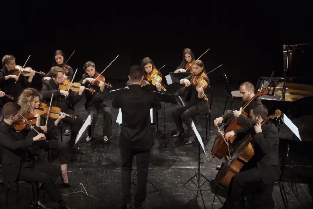 The Montenegro Youth Orchestra on the stage of Zetski dom in Cetinje, February 2020