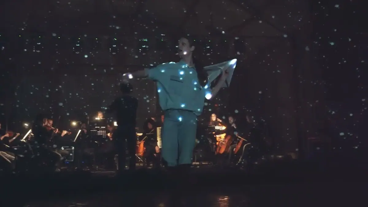 Mirko Škarica and the Montenegro Youth Orchestra in The Stranger Within, Festival of Young Artists, Military Hangar in Podgorica, 2025.